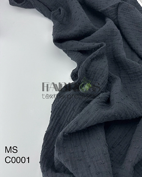 MS C/01 | SANGRIA -C0001 Муслін мушка 2-х шаровий однотон чорний 100% бавовна 135-140 см 125-135 гра