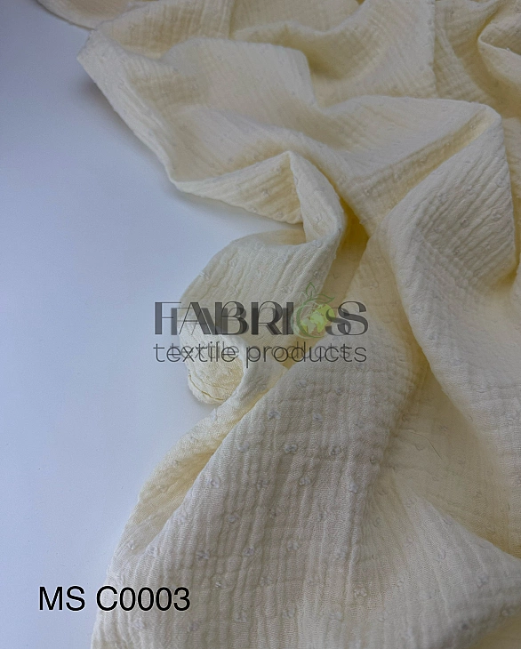 MS C/03 | SANGRIA -C0003 Муслін мушка 2-х шаровий однотон айворі 100% бавовна 135-140 см 125-135 гра
