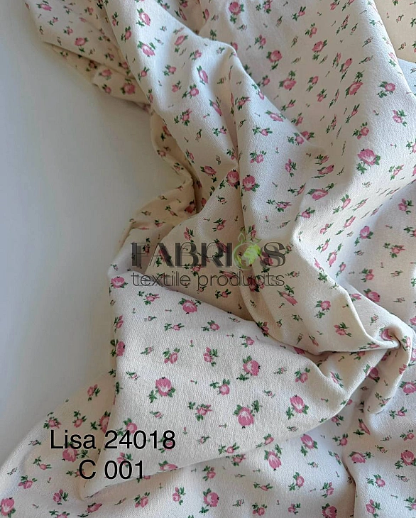 LISA 24018-C001 Тепла бавовна  принт квіти бутони рожеві молочний 100% бавовна  150 см 150 грам/м.кв