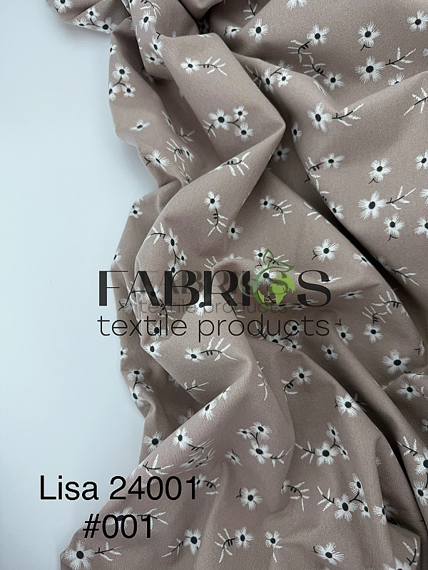 LISA 24001 C 001 Тепла бавовна принт квіти білі на бежевому 100% бавовна 150 см 150 грам/м.кв.