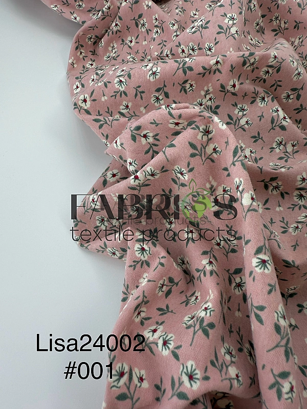 LISA 24002 C 001 Тепла бавовна принт квіти білі на рожево-пудровому 100% бавовна 150 см 150 грам/м.к