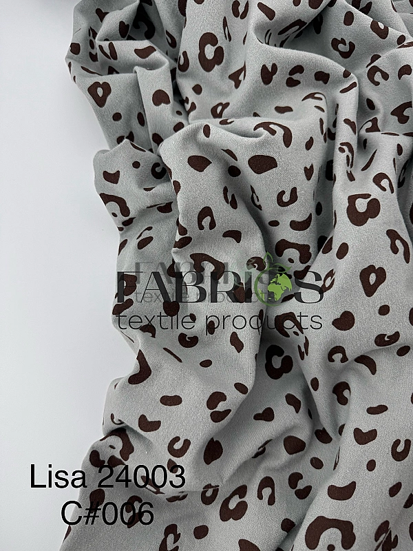 LISA 24003 C 006 Тепла бавовна принт цятки леопард на сірому 100% бавовна 150 см 150 грам/м.кв.
