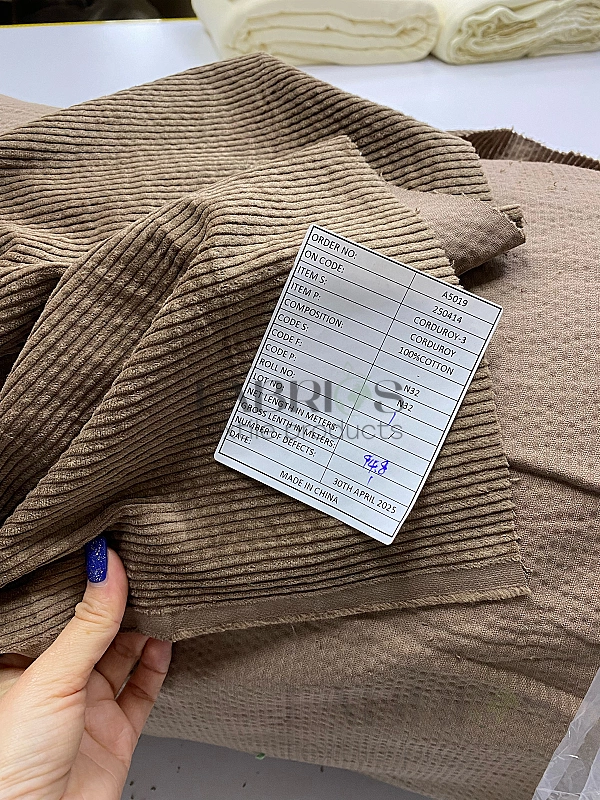 CORDUROY-3-N32 вельвет принт геометричний середня смужка коричневий 100% бавовна 280 грам/м.кв.