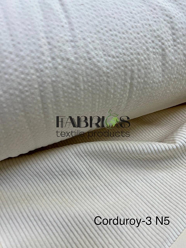 CORDUROY-3 N5 вельвет широка смужка однотон молочний 100% бавовна 145-150 см 285 грам/м.кв.