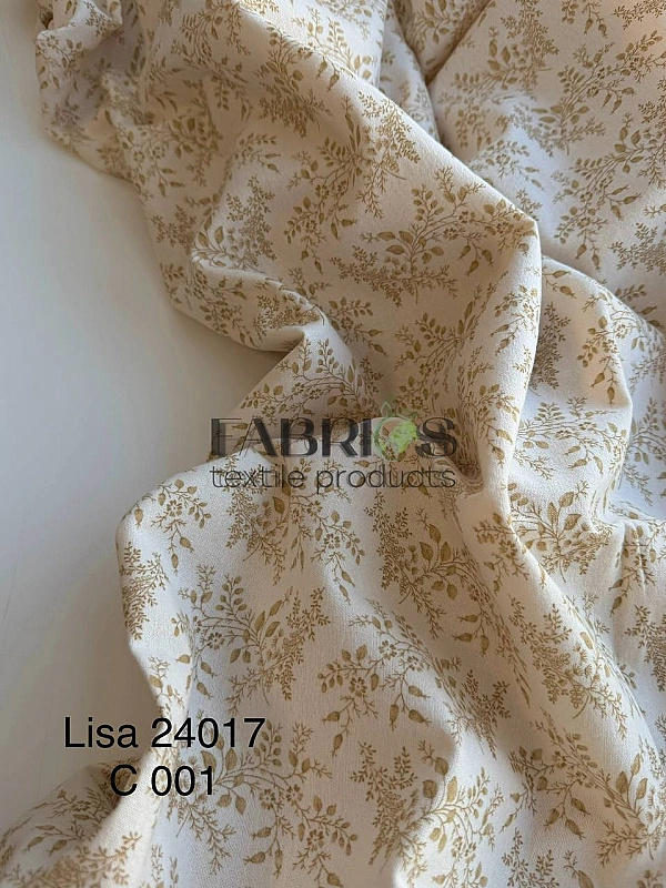 LISA 24017-C001 Тепла бавовна  принт рослинний гілочки бежеві на айворі 100% бавовна  150 150 грам/м