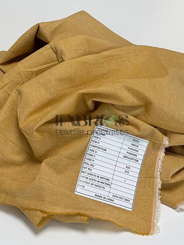 PUDDING-A25 варена бавовна однотон гірчична 100% бавовна 250 см 115-125 грам/м.кв.