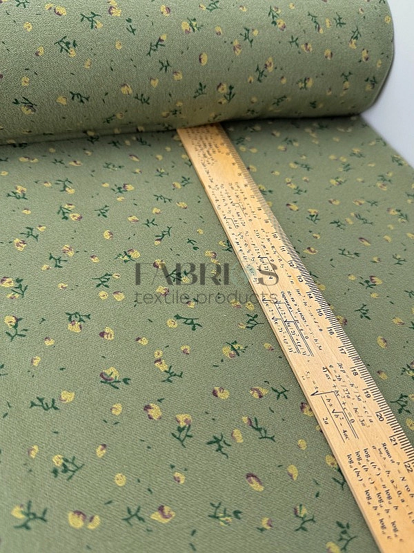 LISA 18 701 Тепла бавовна  принт квіти жовто-зелені на оливковому 100% бавовна  150 см 150 грам/м.кв