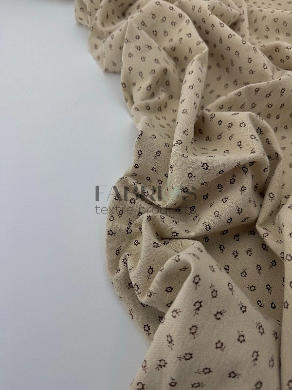 LISA-15 702 Тепла бавовна принт квіти дрібні коричневі на айворі 100% бавовна 150 см 150 грам/м.кв.
