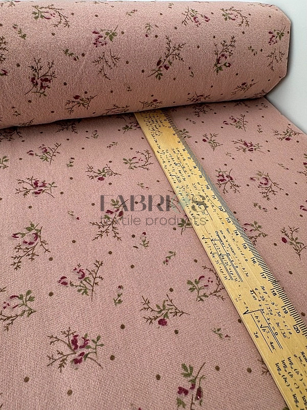LISA-28 701 Тепла бавовна принт квіти гілочки троянди з крапочками на пудровому 100% бавовна 150 см