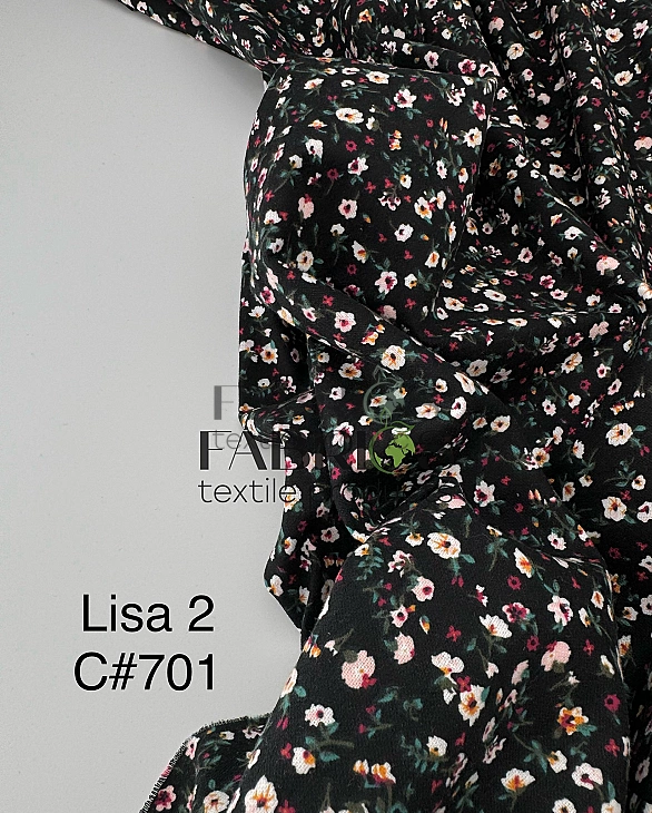 LISA-2 701 Тепла бавовна принт квіти кольорові на чорному 100% бавовна 150 см 150 грам/м.кв.