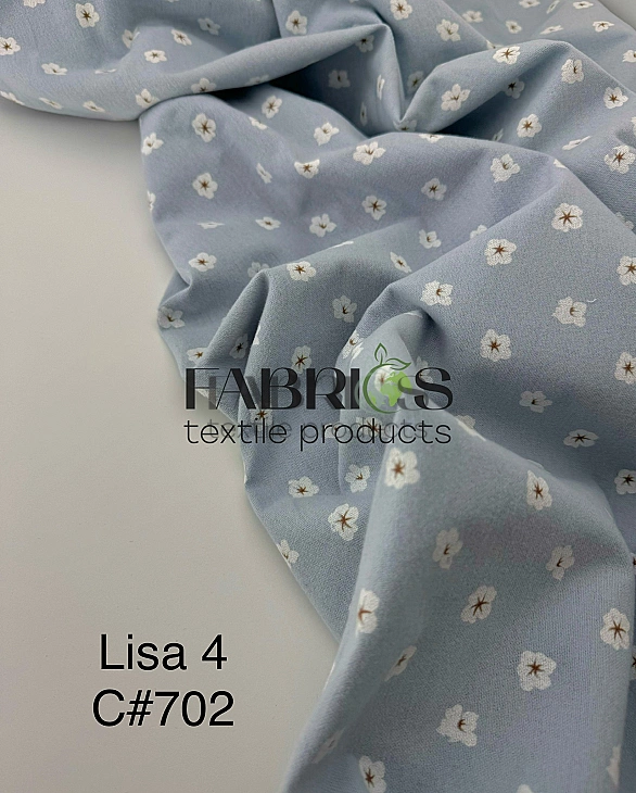 LISA-4 702 Тепла бавовна принт квіти бавовни на блакитному 100% бавовна 150 см 150 грам/м.кв.