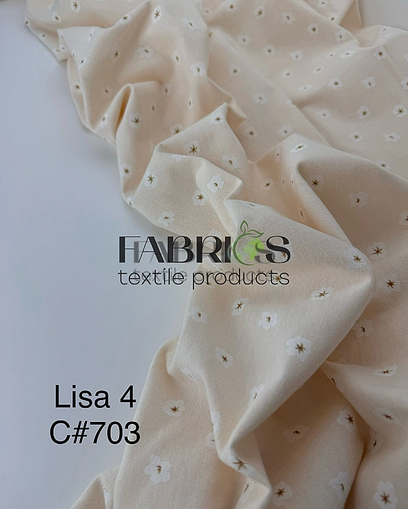 LISA-4 703 Тепла бавовна принт квіти бавовни на айворі 100% бавовна 150 см 150 грам/м.кв.