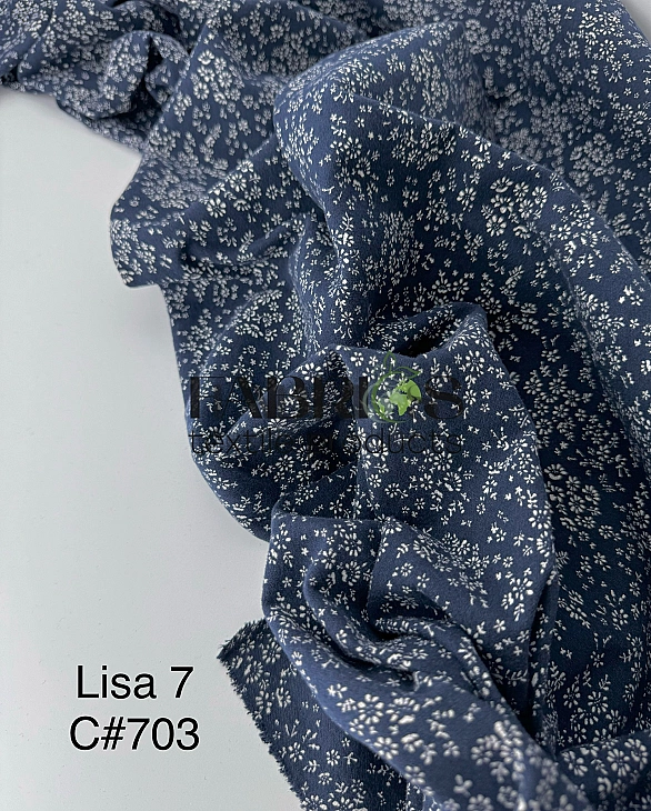 LISA 7 703 Тепла бавовна  принт квіти ромашкове поле на синьому 100% бавовна  150 см 150 грам/м.кв.