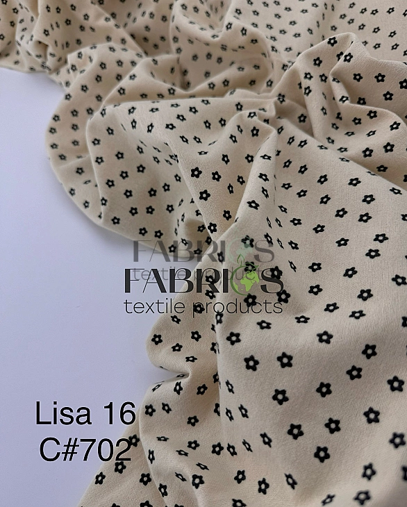LISA-16 702 Тепла бавовна принт квіти ромашки дрібні чорні на айворі 100% бавовна 150 см 150 грам/м.