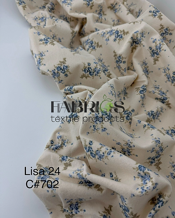 LISA-24 702 Тепла бавовна принт квіти блакитні букети на молочному 100% бавовна 150 см 150 грам/м.кв