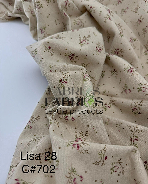 LISA-28 702 Тепла бавовна принт квіти гілочки троянди з крапочками айворі 100% бавовна 150 см 150 гр