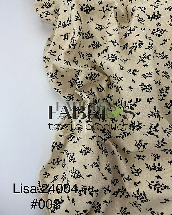 LISA 24004 C 002 Тепла бавовна принт рослинний гілочки чорні на айворі 100% бавовна 150 см 150 грам/