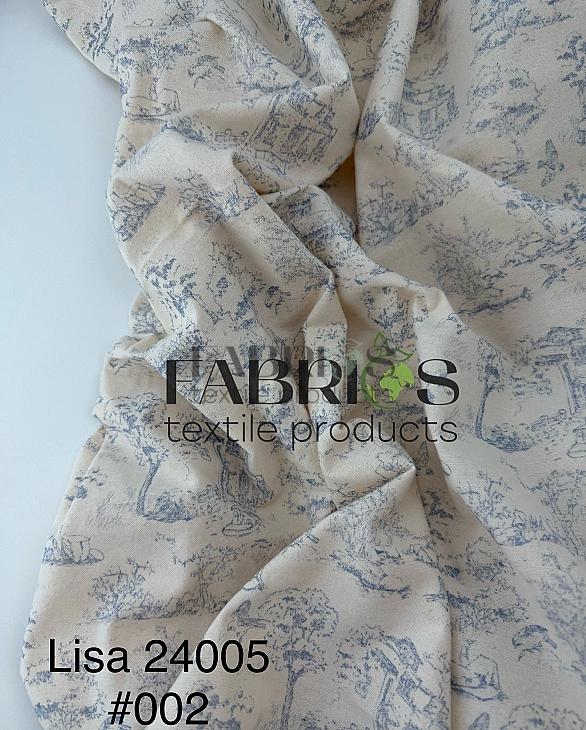 LISA 24005 C 002 Тепла бавовна принт Діор блакитний на молочному 100% бавовна 150 см 150 грам/м.кв.