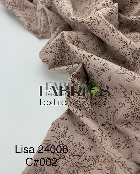 LISA 24006 C 002 Тепла бавовна принт квіти намальовані на бежевому 100% бавовна 150 см 150 грам/м.кв