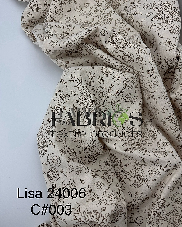 LISA 24006 C 003 Тепла бавовна принт квіти намальовані на молочному 100% бавовна 150 см 150 грам/м.к