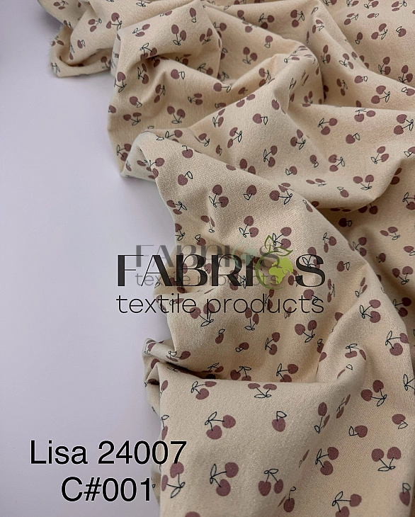 LISA 24007 C 001 Тепла бавовна принт фрукти,ягоди, овочі вишеньки на айворі 100% бавовна 150 см 150