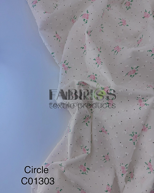 CIRCLE-6 C01303 | ANTONIA-C01303 батист принт квіти рожеві на білому 100% бавовна 140-146 см 90-100