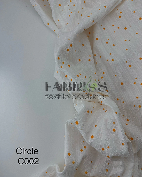 CIRCLE-6 C001 | BELLA-C00 Батист вишивка принт квіти ромашки з помаранчевою серцевиною на молочному