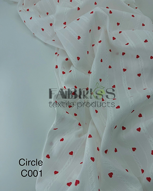 CIRCLE-6 C002 | BESS-C000 Батист вишивка принт LOVE сердечки червноні дрібні на молочному 100% бавов