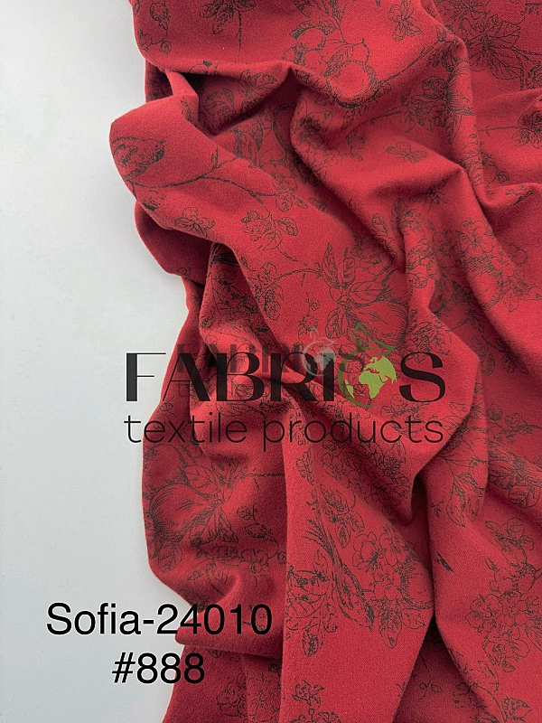 SOFIA 24010 C 888 фланель  принт Діор етюди природи чорні на винному 100% бавовна  150 см 150-160 гр