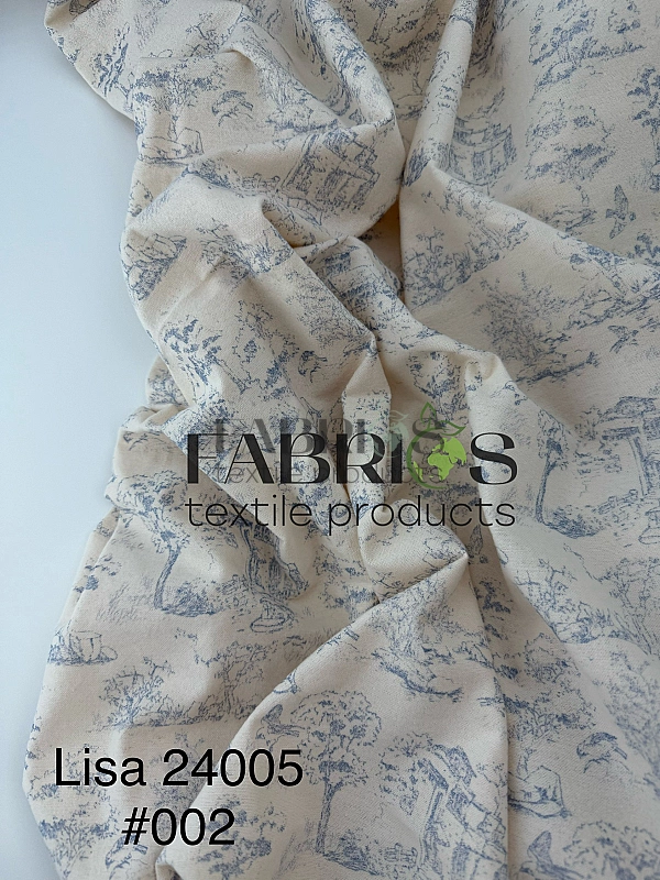 LISA 24005 C 002 Тепла бавовна принт Діор блакитний на молочному 100% бавовна 150 см 150 грам/м.кв.