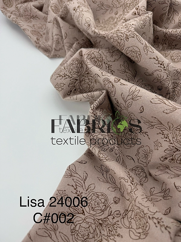 LISA 24006 C 002 Тепла бавовна принт квіти намальовані на бежевому 100% бавовна 150 см 150 грам/м.кв