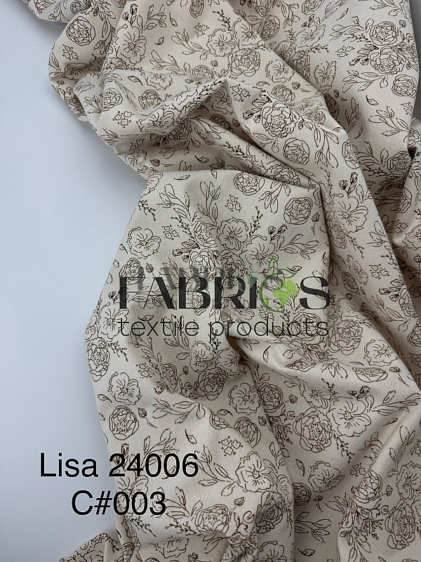 LISA 24006 C 003 Тепла бавовна принт квіти намальовані на молочному 100% бавовна 150 см 150 грам/м.к