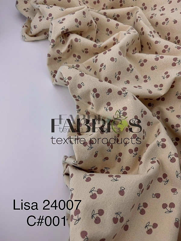 LISA 24007 C 001 Тепла бавовна принт фрукти,ягоди, овочі вишеньки на айворі 100% бавовна 150 см 150