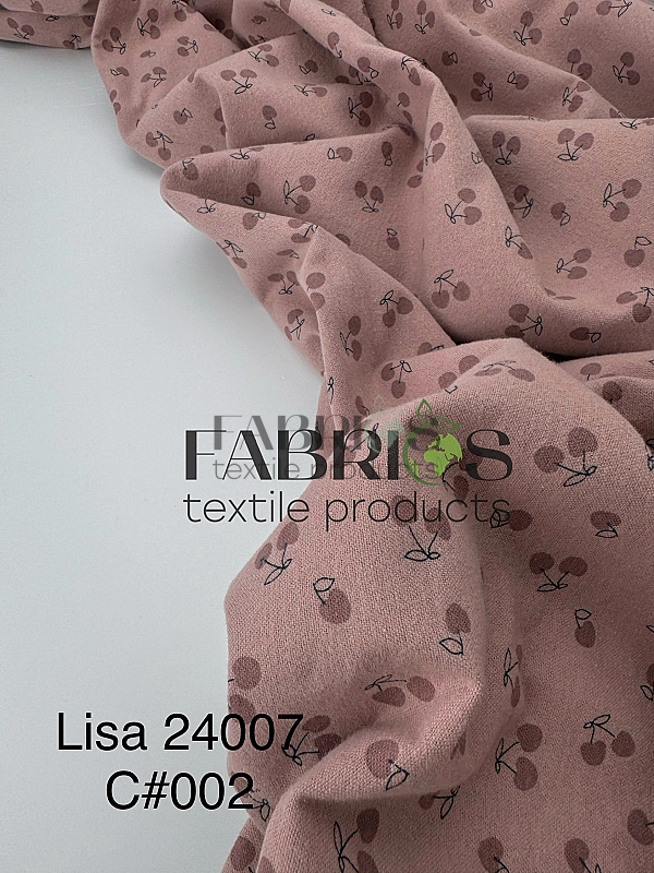 LISA 24007 C 002 Тепла бавовна принт фрукти,ягоди, овочі вишеньки на рожево-пудровому 100% бавовна 1