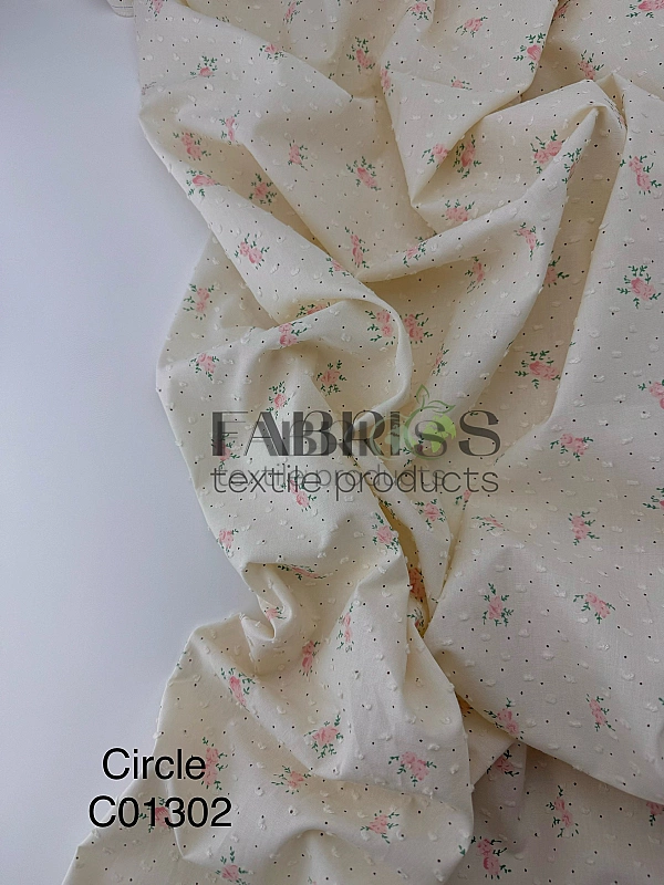 CIRCLE-6 C01302 | ANTONIA-C01302 батист принт квіти рожеві на айворі 100% бавовна 140-146 см 90-100
