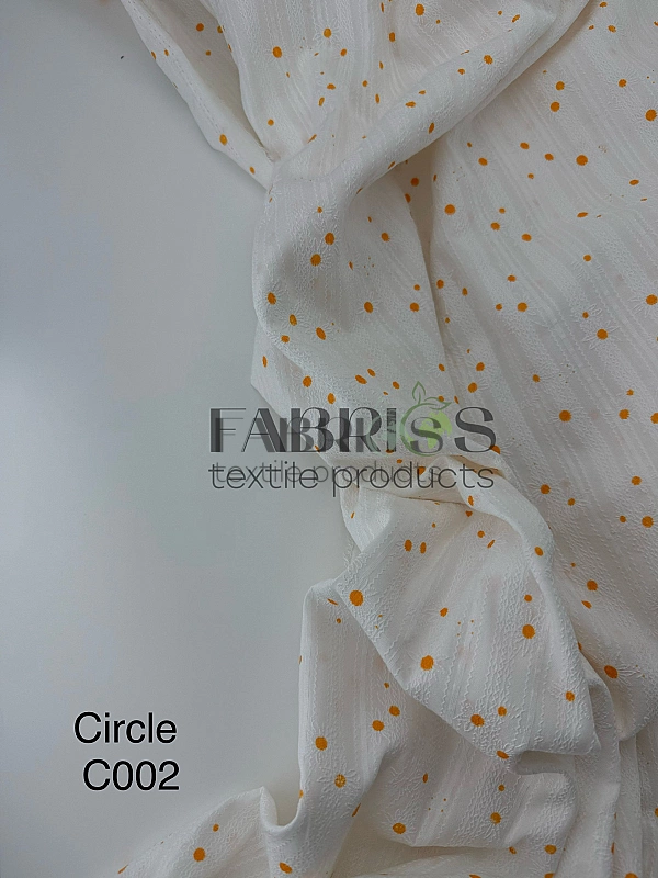 CIRCLE-6 C001 | BELLA-C00 Батист вишивка принт квіти ромашки з помаранчевою серцевиною на молочному