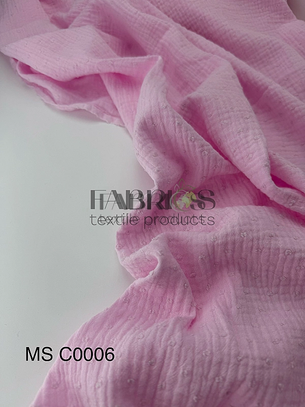 MS C/16 | SANGRIA -C0006 Муслін мушка 2-х шаровий однотон світло-рожевий 100% бавовна 135-140 см 125