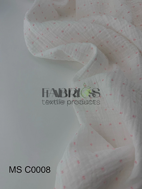 MS C/02-16 | SANGRIA -C0008 Муслін мушка 2-х шаровий однотон рожева на молочному 100% бавовна 135-14