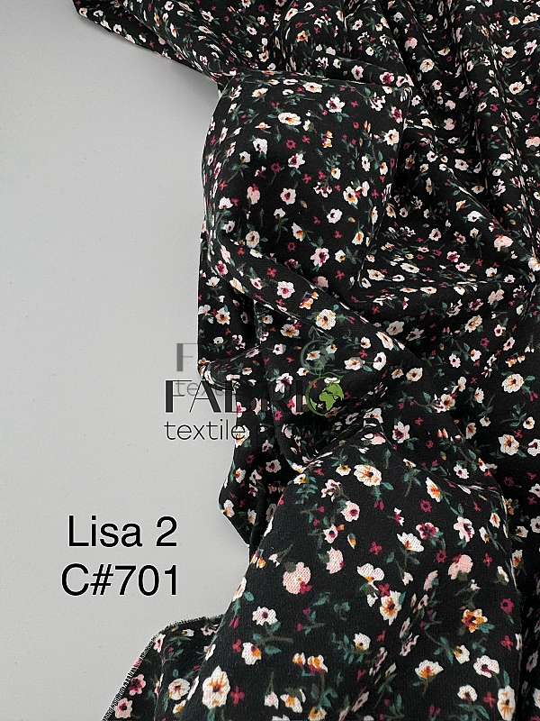 LISA-2 701 Тепла бавовна принт квіти кольорові на чорному 100% бавовна 150 см 150 грам/м.кв.