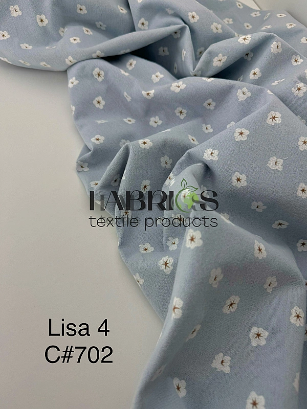 LISA-4 702 Тепла бавовна принт квіти бавовни на блакитному 100% бавовна 150 см 150 грам/м.кв.