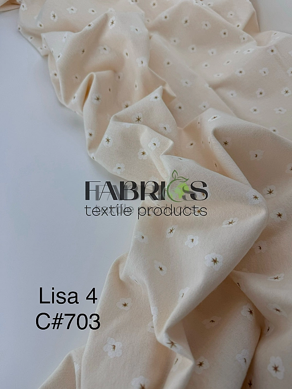 LISA-4 703 Тепла бавовна принт квіти бавовни на айворі 100% бавовна 150 см 150 грам/м.кв.