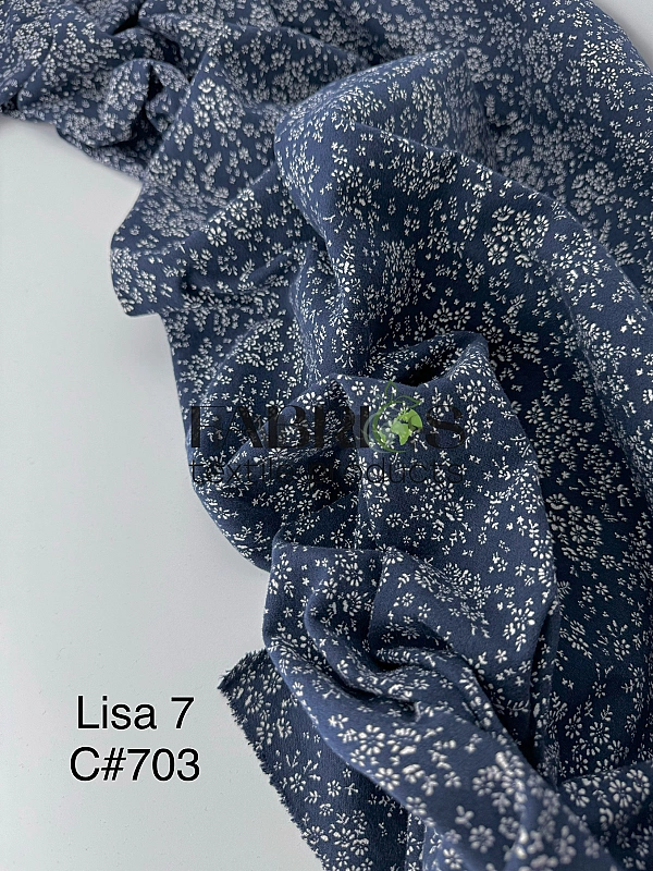LISA 7 703 Тепла бавовна  принт квіти ромашкове поле на синьому 100% бавовна  150 см 150 грам/м.кв.