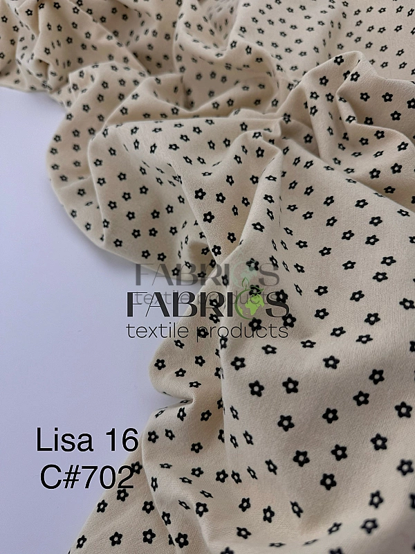 LISA-16 702 Тепла бавовна принт квіти ромашки дрібні чорні на айворі 100% бавовна 150 см 150 грам/м.