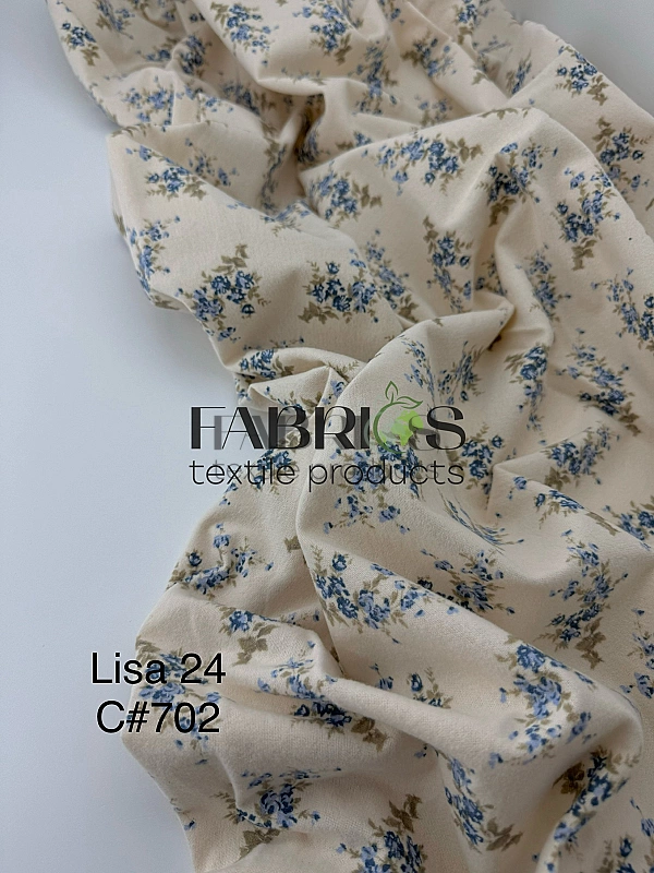 LISA-24 702 Тепла бавовна принт квіти блакитні букети на молочному 100% бавовна 150 см 150 грам/м.кв