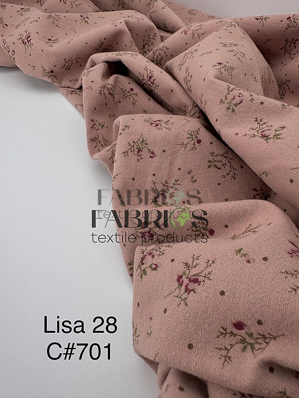 LISA-28 701 Тепла бавовна принт квіти гілочки троянди з крапочками на пудровому 100% бавовна 150 см