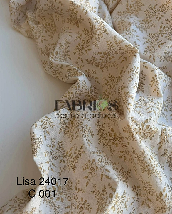LISA 24017-C001 Тепла бавовна  принт рослинний гілочки бежеві на айворі 100% бавовна  150 150 грам/м