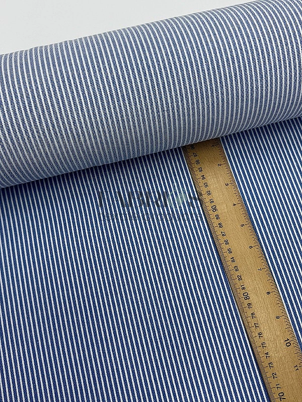 DG 2208 джинс  принт геометричний смужка біла на синьому 70% бавовна 30 % поліестер  172 см 245 грам