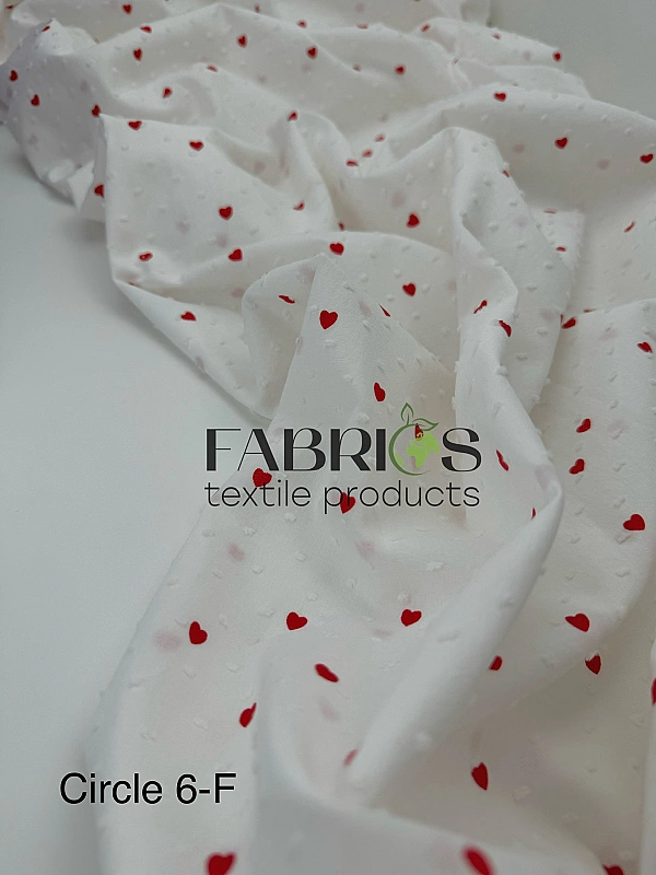 CIRCLE-6 F | ANTONIA-C00401 батист принт LOVE седечки червоні дрібні на молочному 100% бавовна 140-1