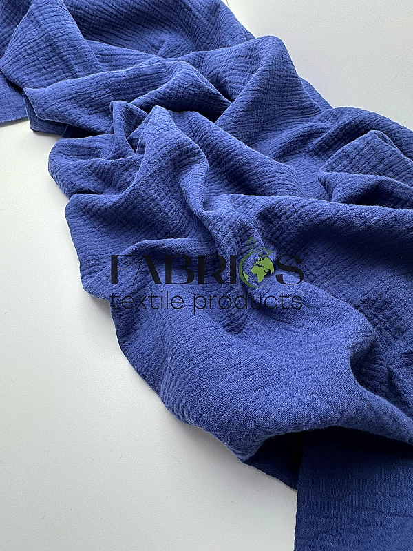 MC/39 Муслін жатка 2-х шаровий однотон синій 100% бавовна 135-140 см 125-135 грам/м.кв.