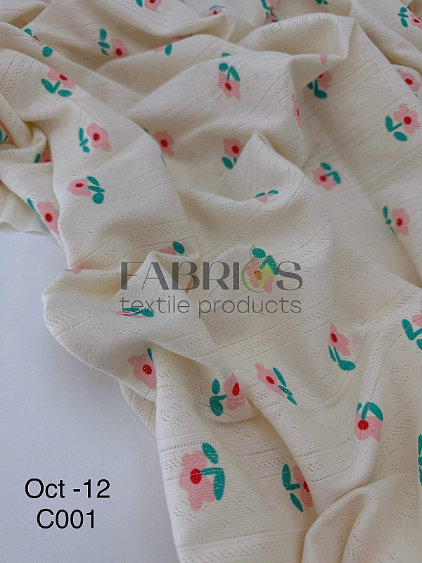 OCT12-C001 Ажурний трикотаж принт геометричний намальована перворація смужка ромби на айворі 100% ба